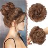 FESHFEN Chignon Finto per Capelli, Elastici Chignon Finti Sintetica Ondulato Capelli Naturale Coda di Cavallo Auburn chiaro Posticci per Capelli Spessi Updo per Donne Ragazze, 55g