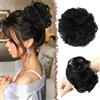 FESHFEN Chignon Finto per Capelli, Elastici Chignon Finti Sintetica Ondulato Capelli Naturale Coda di Cavallo Nero Sporco Posticci per Capelli Spessi Updo per Donne Ragazze, 55g
