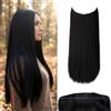 JJstar Extension Capelli Ricci Halo 50cm, ca.Nero | Extension Halo riccia da 50 cm, ca. 120 g, con filo regolabile e tre clip rimovibili per dare volume e lunghezza senza colla.