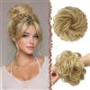 FESHFEN Chignon Finto per Capelli, Elastici Chignon Finti Sintetica Ondulato Capelli Naturale Coda di Cavallo Biondo Chiaro Gloden Posticci per Capelli Spessi Updo per Donne Ragazze, 55g
