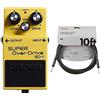 BOSS SD-1 pedale Super Overdrive, Pedale overdrive compatto, con suoni dalla saturazione calda e morbida & Fender Cavo Professionale, 3 m, Nero
