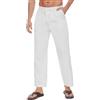 Yutdeng Pantaloni Casual Lunghi da Uomo in Lino e Cotone Estivi Leggeri Pantaloni Gamba Larga con Coulisse e Tre Tasche Pantaloni Elasticizzati per Yoga Spiaggia,Grigio,XL