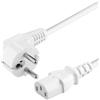 PremiumCord Cavo di alimentazione PremiumCord 230V 1m, cavo di alimentazione con contatto protettivo angolato per presa fredda C13, IEC 320, cavo di alimentazione PC a 3 pin, colore bianco