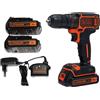 Black+Decker Trapano Avvitatore Compatto 2 Batterie 1.5Ah 18V Litio BDCDC18B-QW