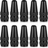 Prasacco 10 tappi per valvole per bicicletta, colore nero, in alluminio, 17 x 6 mm, per valvole della bicicletta francese, tappi di ricambio per pneumatici da bicicletta