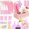 XueerQueer Set Cucina Montessori per Bambini 30 Pezzi, Gioco di Ruolo con Coltelli per Bambini, Accessori Cucina e Grembiule, Giocattolo Educativo dai 3 Anni