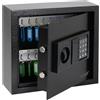 HMF Cassaforte Portachiavi con codice numerico, Armadietto Portachiavi con serratura elettronica | 30 ganci | 30 x 28 x 10 cm | Nero