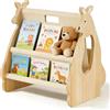 LUPATDY Libreria Montessoriana per Bambini, Scaffale Porta Libri in Legno Massello, Libreria Scaffale Montessori per Cameretta, Mobile per Cameretta, (Naturale, H 37 cm)