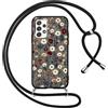 Votvloay Cover Cordino per Samsung Galaxy A52 5G 6,5, Collana Corda Tracolla Laccio Ragazze Custodia con Aesthetic Disegni Fiori, Silicone Sottile TPU Antiurto Protettiva Case per Samsung A52, Nero