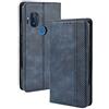 Dedux Portafoglio Custodia Cover Compatibile con Motorola One Hyper, Cover per Biglietti da Visita in Pelle Retro con Chiusura Magnetica Premium Pu Flip, Blu