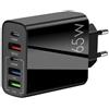 NGUIT Caricatore USB C multiplo 65 W 5 porte PD 3.0, PD+3USB 5 V 2,4 A, caricatore multiplo compatibile con iPhone 15-11, iPad, Samsung Galaxy S24/S23/S22/S21, Xiaomi, Huawei, nero