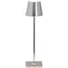 Zafferano, Poldina Micro con Finitura Cromo Lucido, Lampada da Tavolo Ricaricabile e Senza Fili con Controllo Touch, Utilizzabile come Lampada da Interni, Dimmer, 2200-3000 K, Altezza 27,5 cm