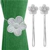 Lewondr Fermatende, Raccogli Tenda con Calamita Potente Forma a Fiore, Dimensioni 49.98 cm, Accessori Tende e Tendine Decorazioni Finestre, Fermatende per Camera da Letto, Hotel - Argento