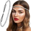 Xinjoduz Xindojuz - 2 fasce elastiche dorate con strass, 48,3 cm, regolabili, anni '70, fascia per capelli da discoteca, per donne e ragazze, accessori per capelli, canto, danza, matrimoni, feste e balli
