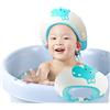FUSACONY Cappello Doccia Bambini,Cuffia Doccia Bambino,Visiera Doccia Bambini In Morbido Silicone,Doccia Cap per Bambini Regolabile,Prevenire l'Acqua Flusso Verso Occhi e Viso (Ippopotamo Blu)