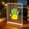 JTgugu Set di impronte a mano, famiglia con spazio per 4, luce LED | pannelli acrilici fai da te , set di impronte per mani e piedi, per nuova mamma, genitori, festa del papà, festa della mamma