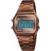 Yuehuamech Orologio digitale da uomo, al quarzo, lussuoso, da lavoro, cronografo elettronico fino a 30 m, impermeabile, orologio sportivo con cinturino in acciaio inox e retroilluminazione a LED