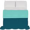 Italian Bed Linen Trapunta estiva bicolore SOGNI E CAPRICCI, verde bottiglia/blu Tealca 250x200 cm