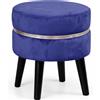 BAKAJI Pouf Sgabello Rotondo Blu Design Moderno Poggiapiedi con Rivestimento in Velluto