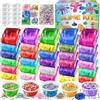 YOPINSAND Kit di 30 Colori Fai da Te per Ragazze, Crystal Clear Slime, Glow in the Dark Slime con Sfere di Schiuma Aggiuntive, Charms, Glitter, Giocattolo Regalo per Bambini