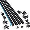 D-Line Canalina Passacavi 20x10mm Multipack 4m, Profilo Semicircolare, Copricavi Autoadesivo, Gestione Cavi Verniciabile - 4x 20mm (L) x 10mm (H) x 1 Metro Lunghezze con Accessori - Nero