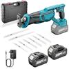 blayram Sega a Gattuccio Compatibile con Makita 18V Batterie, Motore Brushless 3500 SPM, 2 Batterie da 4,0Ah, Sega Alternativa con 8 Lame per Legno, Metallo, PVC