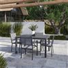 Parama Set da esterno grigio con tavolo allungabile 135/270x74cm e 4 sedie in alluminio e textilene con braccioli squadrati | Marel