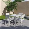 Parama Set da esterno bianco con tavolo allungabile 90/180x74cm e 4 sedie in alluminio | Zenor