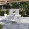 Parama Set da esterno bianco con tavolo allungabile 135/270x74cm e 4 sedie in alluminio e textilene con braccioli squadrati | Marel