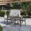 Parama Set da esterno tortora con tavolo allungabile 135/270x74cm e 4 sedie in alluminio e textilene con braccioli tondi | Marel