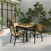 Parama Set da esterno nero con tavolo allungabile 90/180x74cm e 4 sedie in alluminio e polywood| Camir