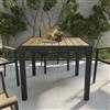 Parama Tavolo da esterno rettangolare in alluminio nero allungabile 90/180x90x74cm con top a doghe in polywood effetto legno| Camir