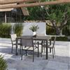 Parama Set da esterno tortora con tavolo allungabile 135/270x74cm e 4 sedie in alluminio e textilene con braccioli squadrati | Marel