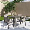 Parama Set da esterno tortora con tavolo allungabile 90/180x74cm e 4 sedie in alluminio con textilene e braccioli tondi | Marel