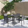 Parama Set da esterno grigio con tavolo allungabile 90/180x74cm e 4 sedie in alluminio con textilene e braccioli tondi | Marel