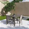 Parama Set da esterno tortora con tavolo allungabile 90/180x74cm e 4 sedie in alluminio con textilene e braccioli squadrati | Marel