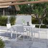 Parama Set da esterno bianco con tavolo allungabile 135/270x74cm e 4 sedie in alluminio e textilene con braccioli tondi | Marel