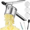 JETONN Schiacciapatate in Acciaio Inox Professionale, Pressa Patate Manuale con 3 Dischi Intercambiabili, Ideale per Purè, Gnocchi, Passatelli e Pappe Neonato, Manico Ergonomico Antiscivolo