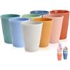 WANBY Bicchieri in plastica da 325 ml set di 8 tazza e piattino bicchieri da bere lavabili in lavastoviglie per acqua succhi di frutta cocktail campeggio portatile
