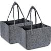 Duscdesp 2 pezzi 30L borse in feltro shopper grande, borsa della spesa pieghevole cestino della spesa in feltro con manici lunghi, robusta borsa della spesa con tasca interna (Dunkelgrau)