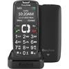 Easyfone Prime-A6 4G GSM Telefono Cellulare per Anziani con Tasti Grandi, Funzione SOS, Batteria di grande con base di ricarica, Nero 4G LTE