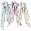 Sorcristy 3 elastici per capelli con fiocco, in chiffon, con fiore schiacciato, sciarpa elastica per capelli, per coda di cavallo, per donne e ragazze (rosa, giallo, verde)