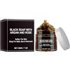 GNAUMORE Morocco Body Scrub Black Soap,Black Soap with Argan and Rose,Marocco nero Sapone Mit,Marocco scrub corpo, pelle morbida adatta per la maggior parte dei tipi di pelle, 200 g