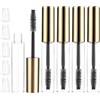 Tucnoeu 5 Pezzi di Bottiglia Vuota 10 ml per Mascara con Spazzola per Ciglia, Tubo Ricaricabile con Imbuto Trasparente, Adatto per Riempimento di Olio di Ricino (Oro)