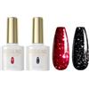 ROSALIND Smalto Semipermanente per Unghie Nero Rosso Glitter 15ml UV LED Soak Off Smalti Semipermanenti per Unghie Gel Polish Manicure Nail Art Kit