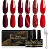 Shining She Smalto Semipermanente Unghie,6 Colori Cat Eye Glitter Rosso Bordeaux Rosso Bruno Semipermanente Unghie Set con Magnete,Soak-Off UV/LED, per Nail Art Salone, 8ML