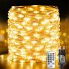 Bzavor Catena luminosa da 100 m, 1000 LED, per interni con spina e funzione memoria, per esterni, corrente in filo di rame con timer 8 modalità, IP65, impermeabile, per Natale, stanza, feste