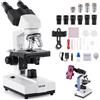 VEVOR Microscopio Binoculare, Kit Microscopio Composto con Ingrandimento, Set di Oculari, 1,3mm Due Stadi, Luce LED, Supporto per Telefono, per Studenti, Laboratorio, Scuola, Casa