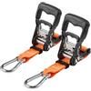 VEVOR Cinghie di Fissaggio Resistenti da 38,1 mm x 1,8 m con Moschettoni, Resistenza alla Rottura di 1100 kg, Borsa per il Trasporto, per Traslochi, Rimorchi, Motociclette, Kayak, Confezione da 2