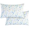 Elegant Comfort Set di 2 federe ultra morbide, motivo floreale, in microfibra di qualità alberghiera 1500, morbide e lisce, con chiusura a busta, 2 pezzi, standard/queen size, alloro blu